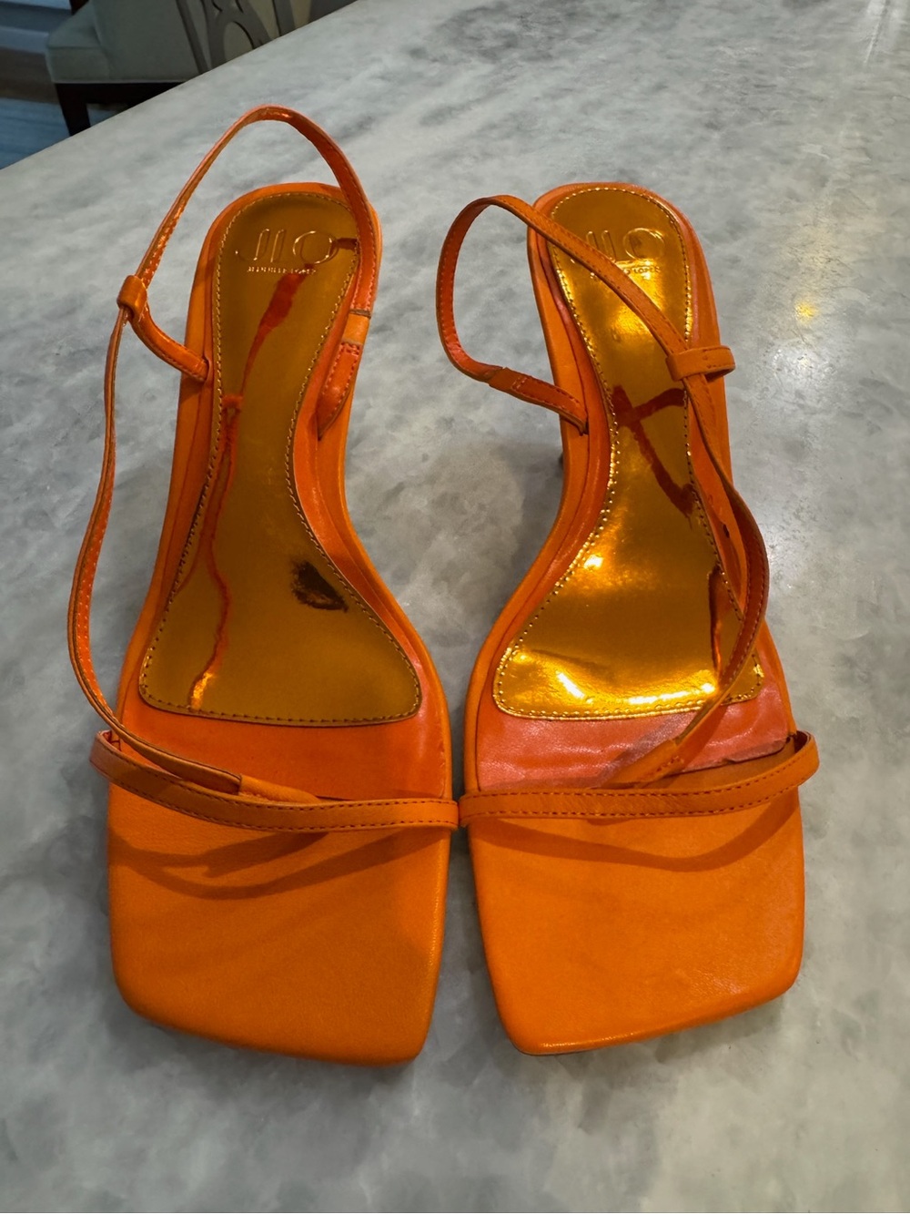NWOT Jennifer Lopez Bright Orange Strappy Slingback Stiletto Heels